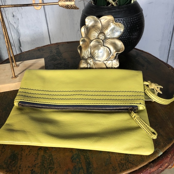Boden Handbags - Boden Lime Green Leather Wristlet Clutch NWOT